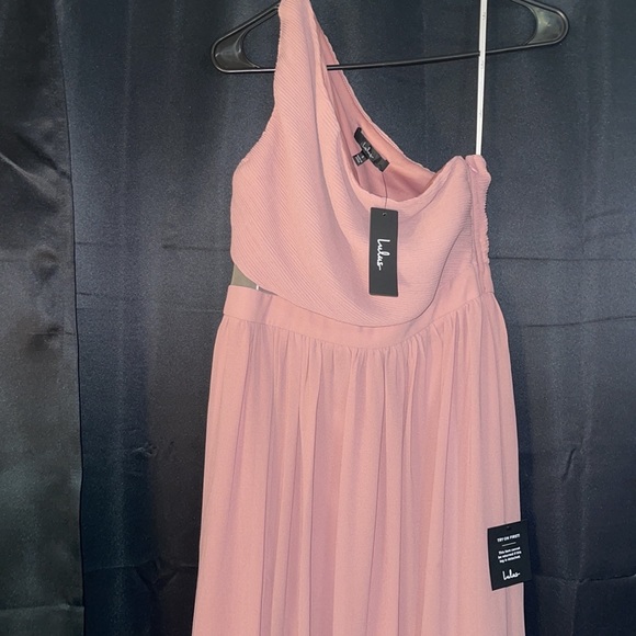 Lulus Light Pink one shoulder floor length dress - Picture 7 of 9